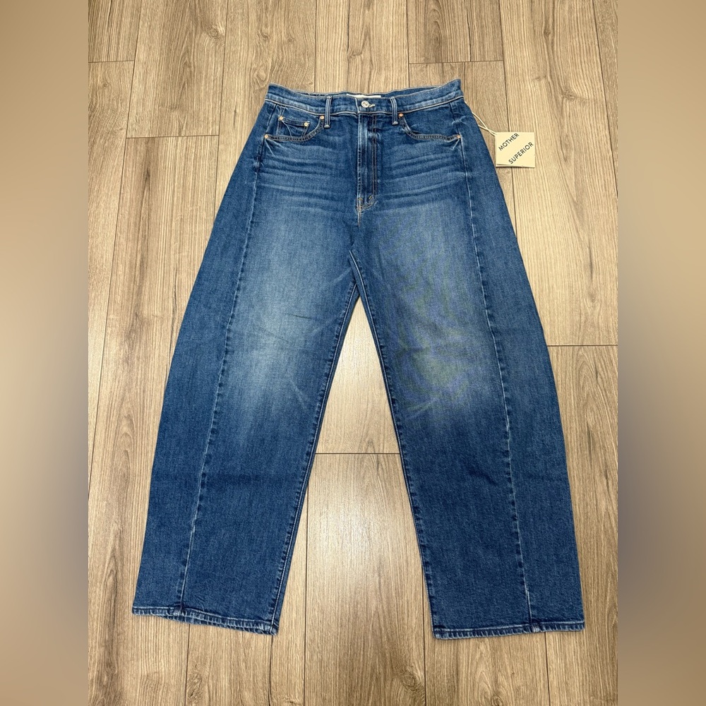 MOTHER High-Rise Straight Jeans in Medium Blue Wash - Picture 3 of 13